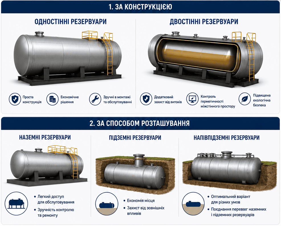 виды горизонтальных резервуаров 1
