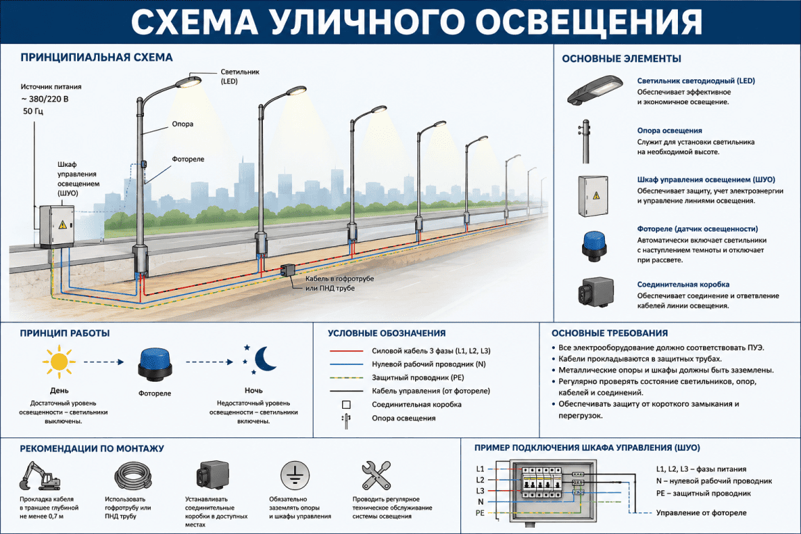 схема уличного освещения