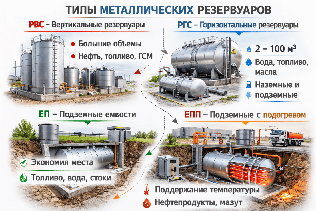 типы металлических резервуаров